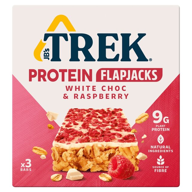 Trek weiße Schokoladen- und Himbeerproteinflapjacks 3 x 50g