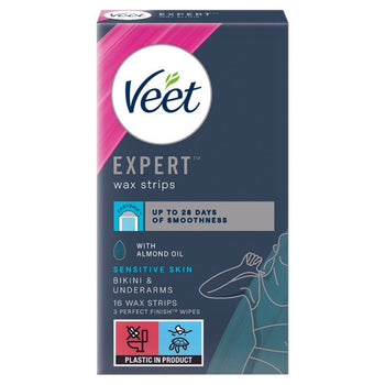 Veet Expert Wax Strips Bikini and Underarms Sensitive 16 per pack