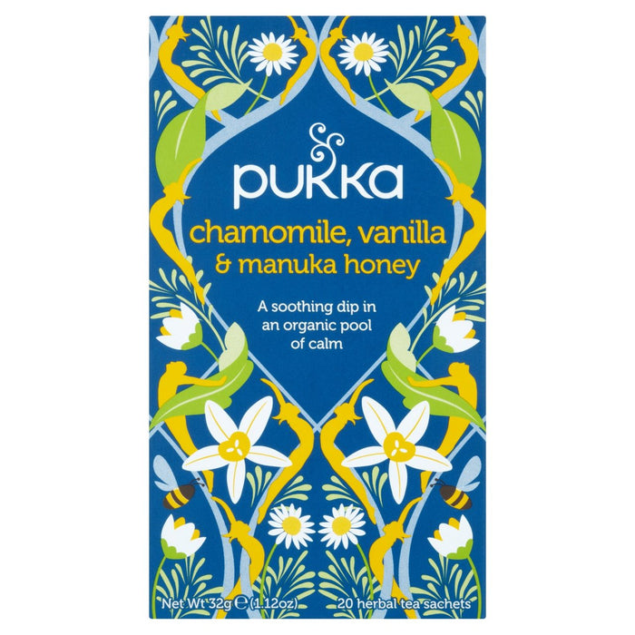 Pukka Chamomile, Vanilla & Manuka Honey Teabags 20 per pack