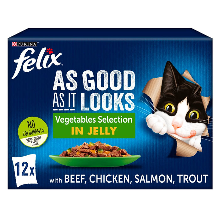 Felix aussi bien qu'il a l'air de sélection de légumes aliments pour chats 12 x 100g
