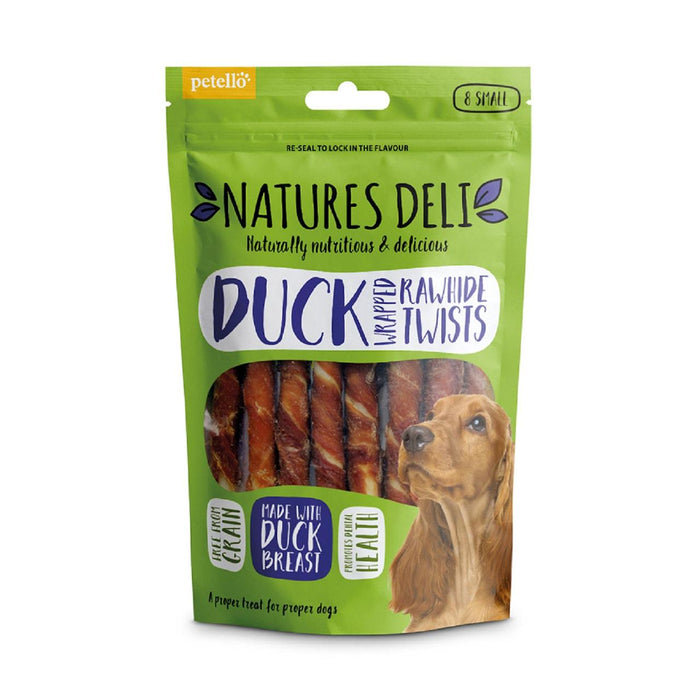 Natures Deli Duck Wrapped Rawhide Twist Small Dog Treats 8 per pack