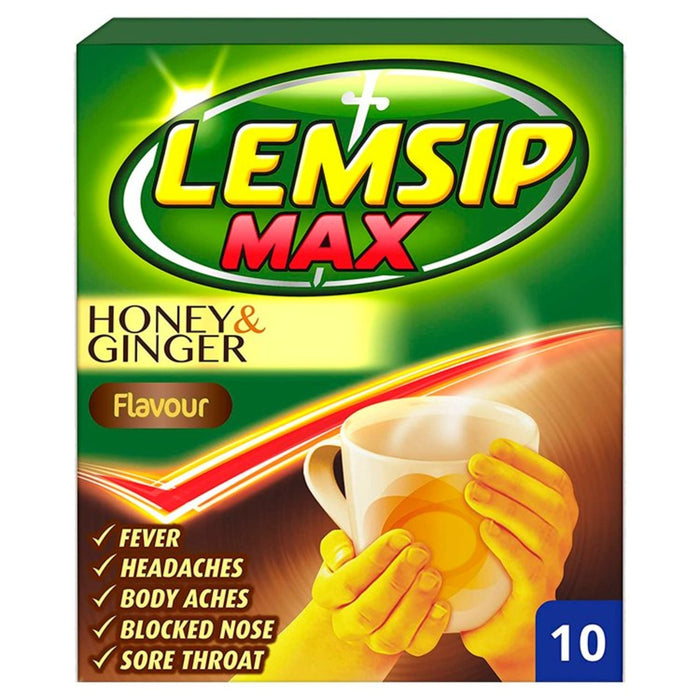 Lemsip max frío y gripe miel y jengibre bolsas 10 por paquete